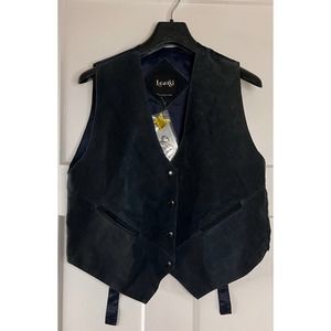 Learsi Vest Navy Blue Leather Medium New‎ With Tags